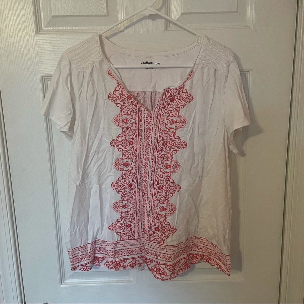 Soft White T-Shirt with Decorative Design